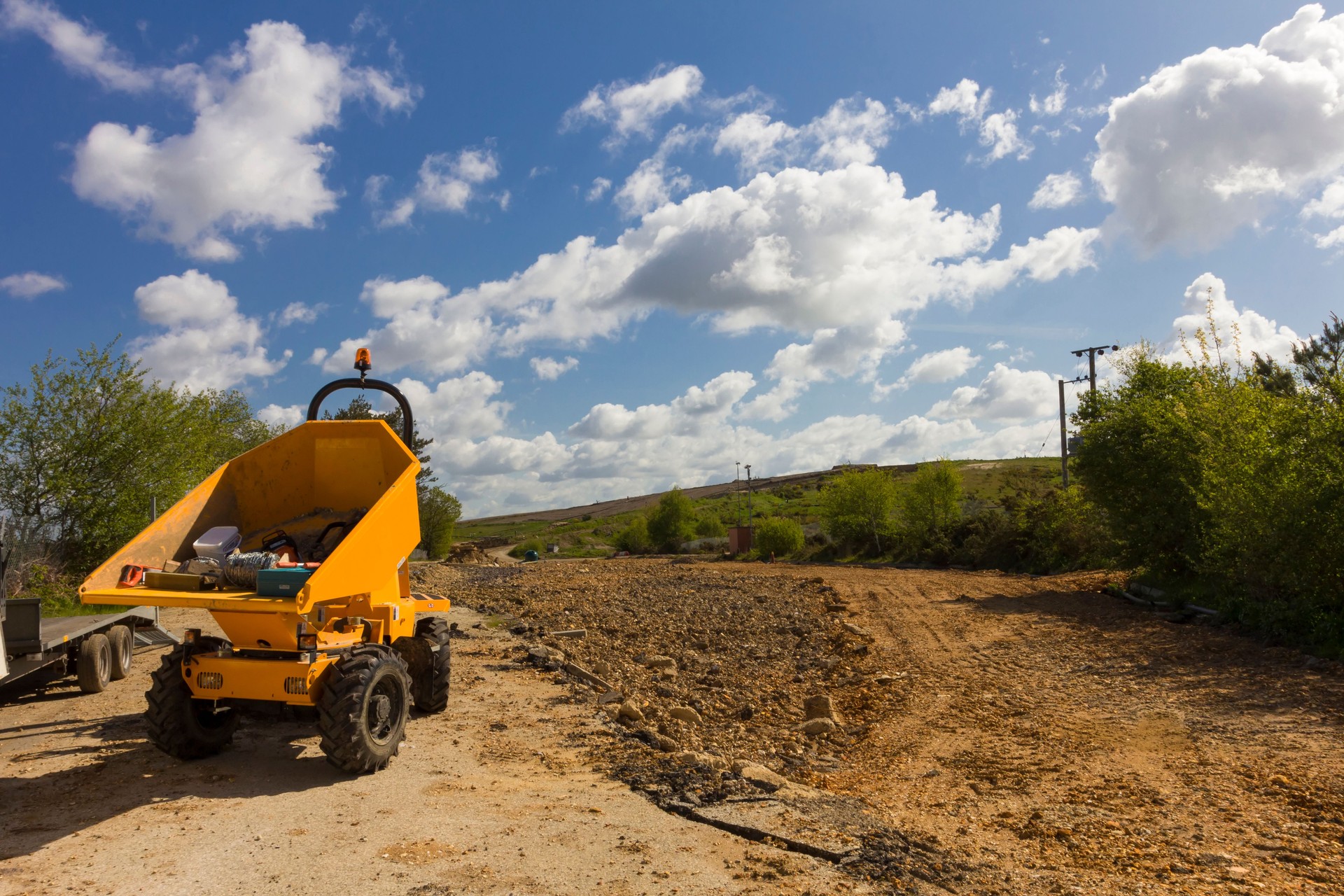 Dumper alone in landscape