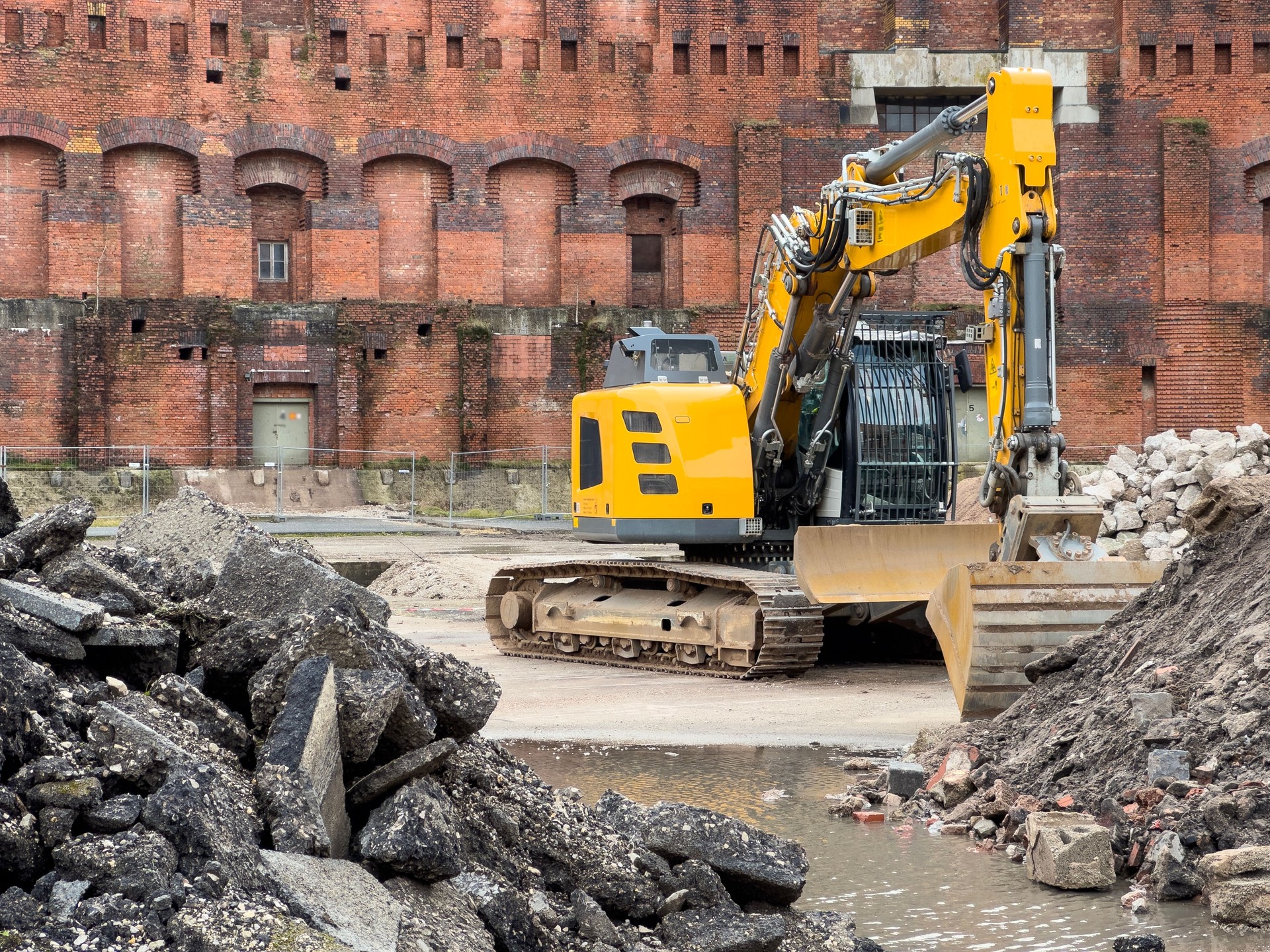 Congress Hall and construction equipment in Nuernberg